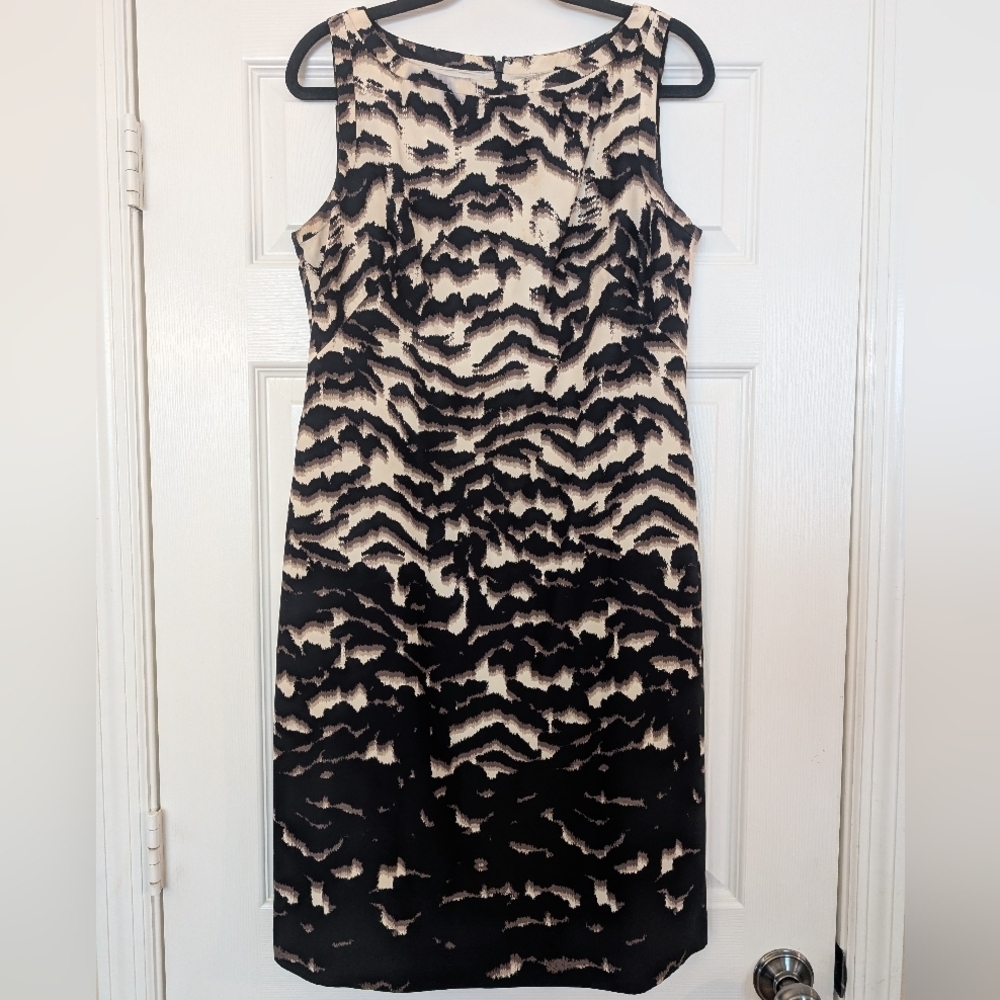 BANANA REPUBLIC Animal Print Sleeveless Silk Wool Blend Dress